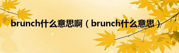 brunch什么意思啊（brunch什么意思）