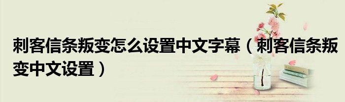 刺客信条叛变怎么设置中文字幕（刺客信条叛变中文设置）