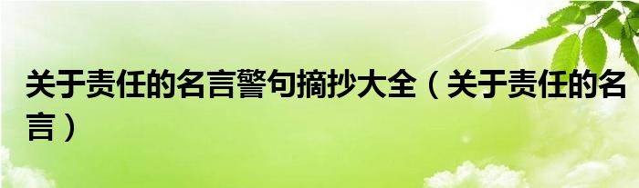 关于责任的名言警句摘抄大全（关于责任的名言）