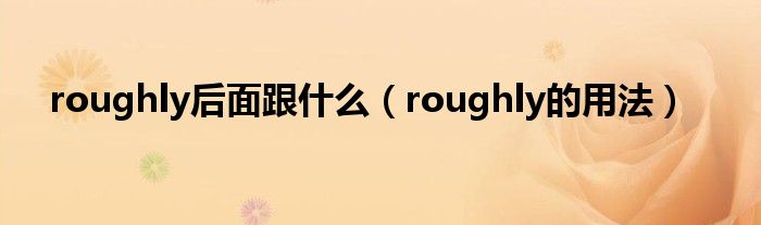 roughly后面跟什么（roughly的用法）