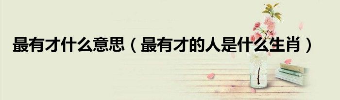 最有才什么意思（最有才的人是什么生肖）