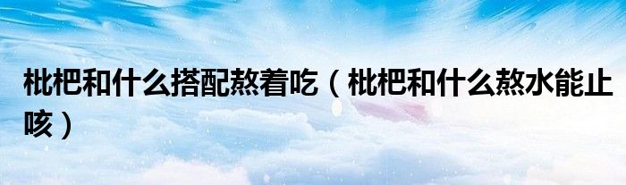 枇杷和什么搭配熬着吃（枇杷和什么熬水能止咳）