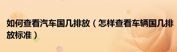 如何查看汽车国几排放（怎样查看车辆国几排放标准）
