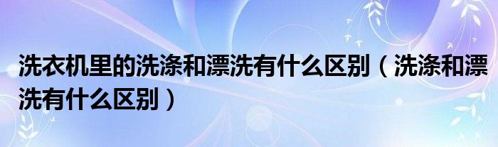 洗衣机里的洗涤和漂洗有什么区别（洗涤和漂洗有什么区别）