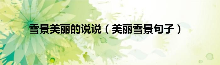 雪景美丽的说说（美丽雪景句子）
