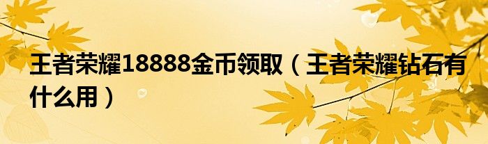 王者荣耀18888金币领取（王者荣耀钻石有什么用）