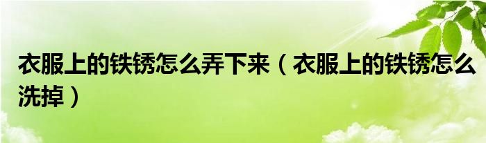 衣服上的铁锈怎么弄下来（衣服上的铁锈怎么洗掉）