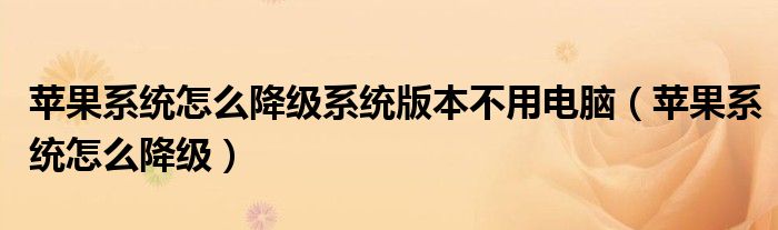 苹果系统怎么降级系统版本不用电脑（苹果系统怎么降级）