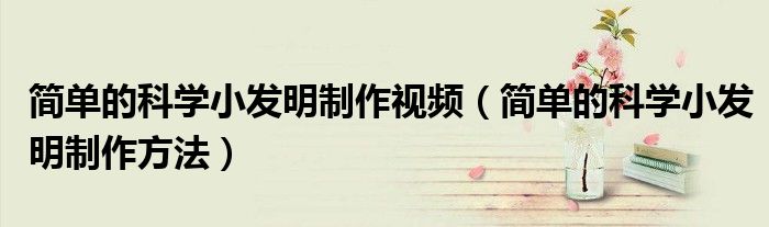 简单的科学小发明制作视频（简单的科学小发明制作方法）