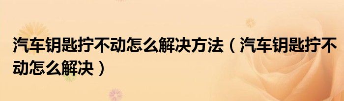 汽车钥匙拧不动怎么解决方法（汽车钥匙拧不动怎么解决）