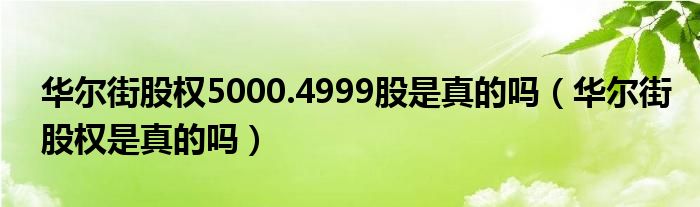 华尔街股权5000.4999股是真的吗（华尔街股权是真的吗）