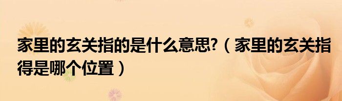 家里的玄关指的是什么意思?（家里的玄关指得是哪个位置）