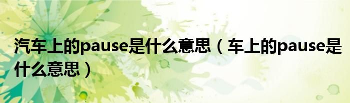 汽车上的pause是什么意思（车上的pause是什么意思）