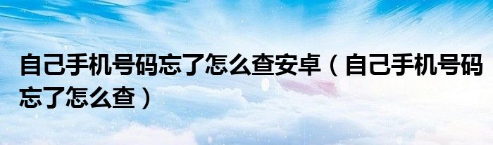 自己手机号码忘了怎么查安卓（自己手机号码忘了怎么查）
