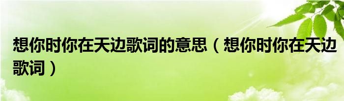 想你时你在天边歌词的意思（想你时你在天边歌词）
