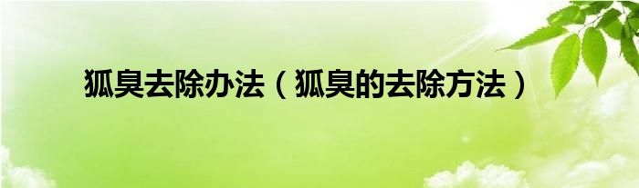 狐臭去除办法（狐臭的去除方法）