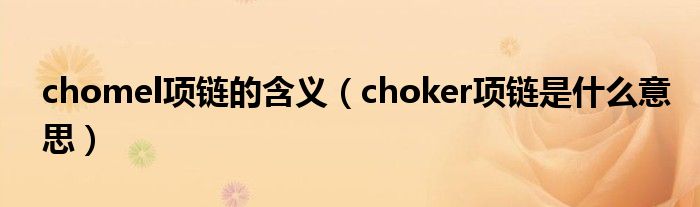 chomel项链的含义（choker项链是什么意思）
