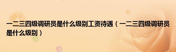 一二三四级调研员是什么级别工资待遇（一二三四级调研员是什么级别）