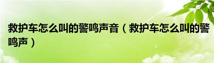 救护车怎么叫的警鸣声音（救护车怎么叫的警鸣声）