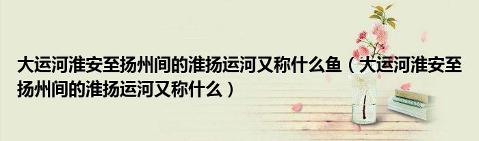 大运河淮安至扬州间的淮扬运河又称什么鱼（大运河淮安至扬州间的淮扬运河又称什么）