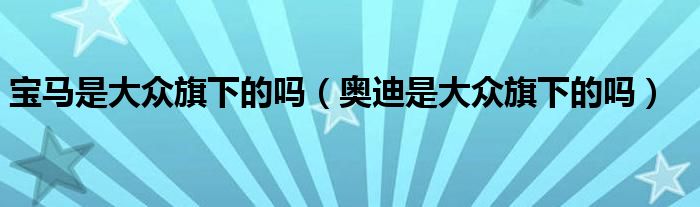 宝马是大众旗下的吗（奥迪是大众旗下的吗）