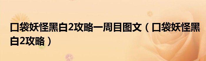 口袋妖怪黑白2攻略一周目图文（口袋妖怪黑白2攻略）