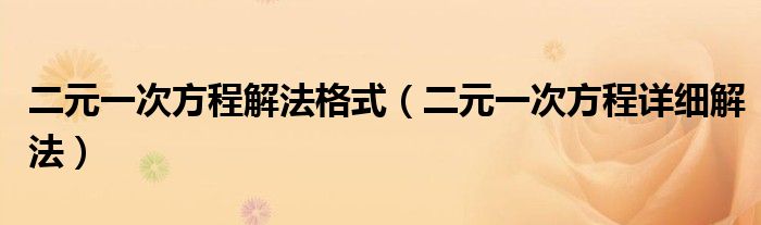 二元一次方程解法格式（二元一次方程详细解法）