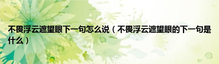 不畏浮云遮望眼下一句怎么说（不畏浮云遮望眼的下一句是什么）
