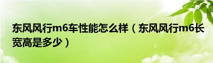 东风风行m6车性能怎么样（东风风行m6长宽高是多少）