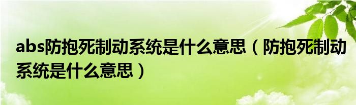 abs防抱死制动系统是什么意思（防抱死制动系统是什么意思）