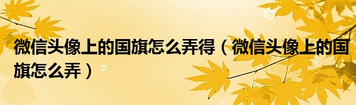 微信头像上的国旗怎么弄得（微信头像上的国旗怎么弄）