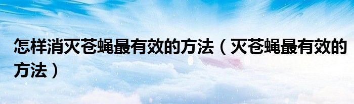 怎样消灭苍蝇最有效的方法（灭苍蝇最有效的方法）