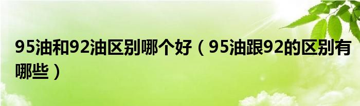 95油和92油区别哪个好（95油跟92的区别有哪些）