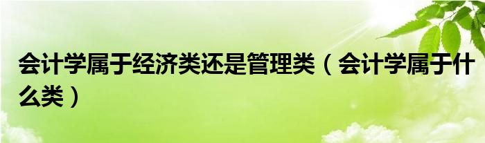 会计学属于经济类还是管理类（会计学属于什么类）