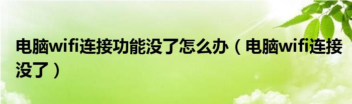电脑wifi连接功能没了怎么办（电脑wifi连接没了）