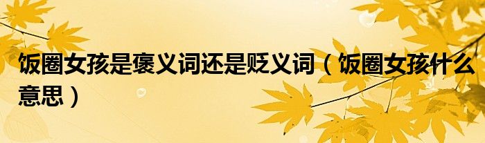 饭圈女孩是褒义词还是贬义词（饭圈女孩什么意思）