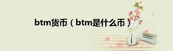 btm货币（btm是什么币）