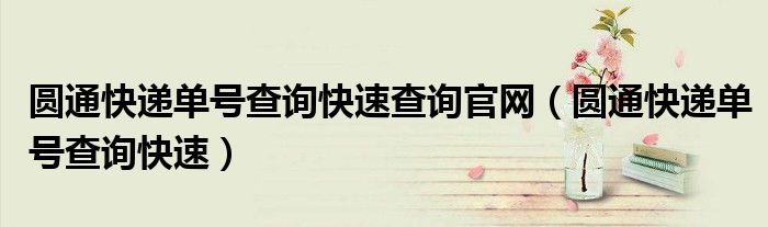 圆通快递单号查询快速查询官网（圆通快递单号查询快速）