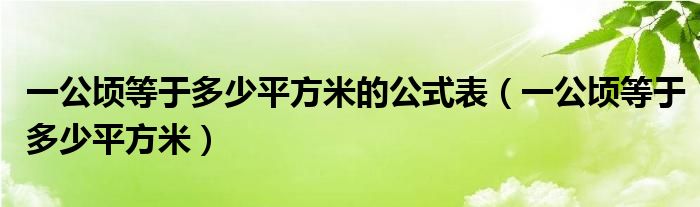 一公顷等于多少平方米的公式表（一公顷等于多少平方米）