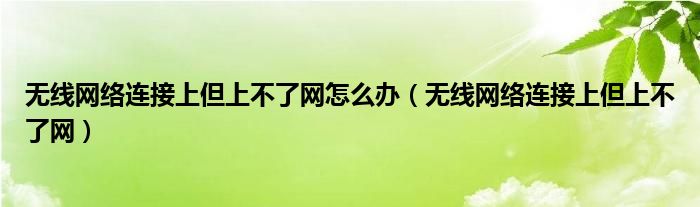无线网络连接上但上不了网怎么办（无线网络连接上但上不了网）