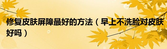 修复皮肤屏障最好的方法（早上不洗脸对皮肤好吗）