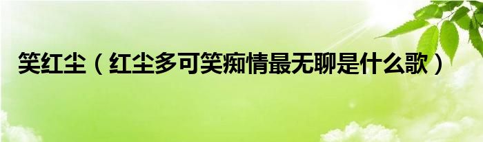 笑红尘（红尘多可笑痴情最无聊是什么歌）