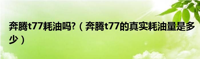 奔腾t77耗油吗?（奔腾t77的真实耗油量是多少）