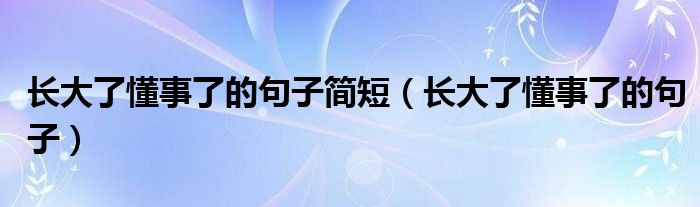长大了懂事了的句子简短（长大了懂事了的句子）