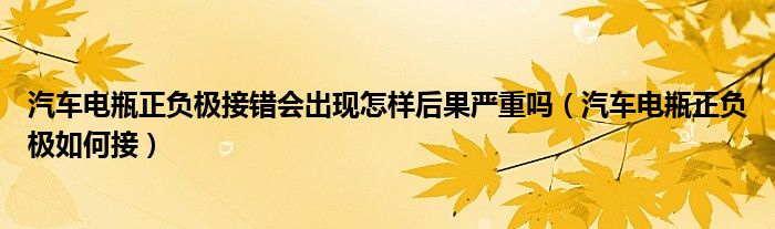 汽车电瓶正负极接错会出现怎样后果严重吗（汽车电瓶正负极如何接）