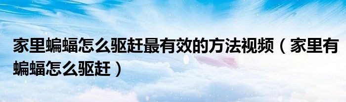 家里蝙蝠怎么驱赶最有效的方法视频（家里有蝙蝠怎么驱赶）