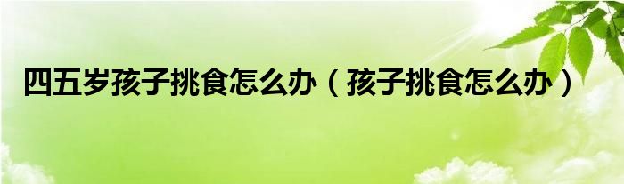四五岁孩子挑食怎么办（孩子挑食怎么办）