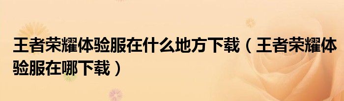 王者荣耀体验服在什么地方下载（王者荣耀体验服在哪下载）