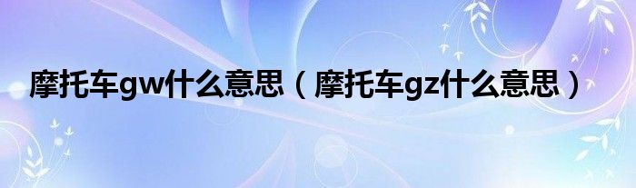 摩托车gw什么意思（摩托车gz什么意思）