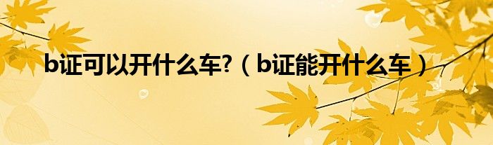 b证可以开什么车?（b证能开什么车）